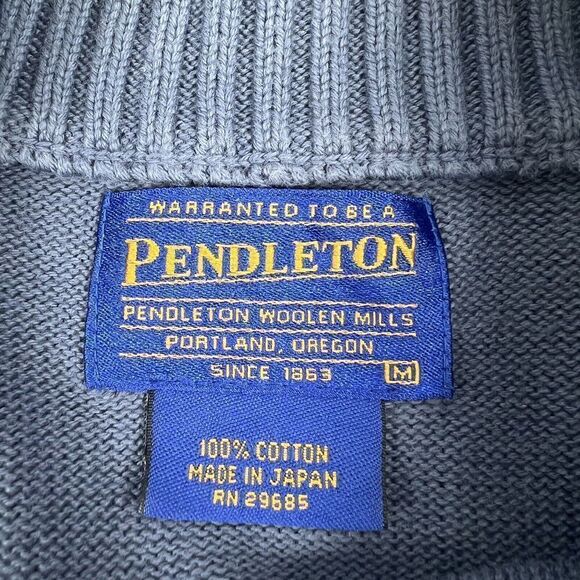 Men' Blue Pendleton Sweater 1/4 Zip Size Medium Blue - Picture 6 of 11